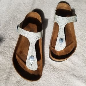Birkenstock Gizeh Womens Sparkle White Sandals 40